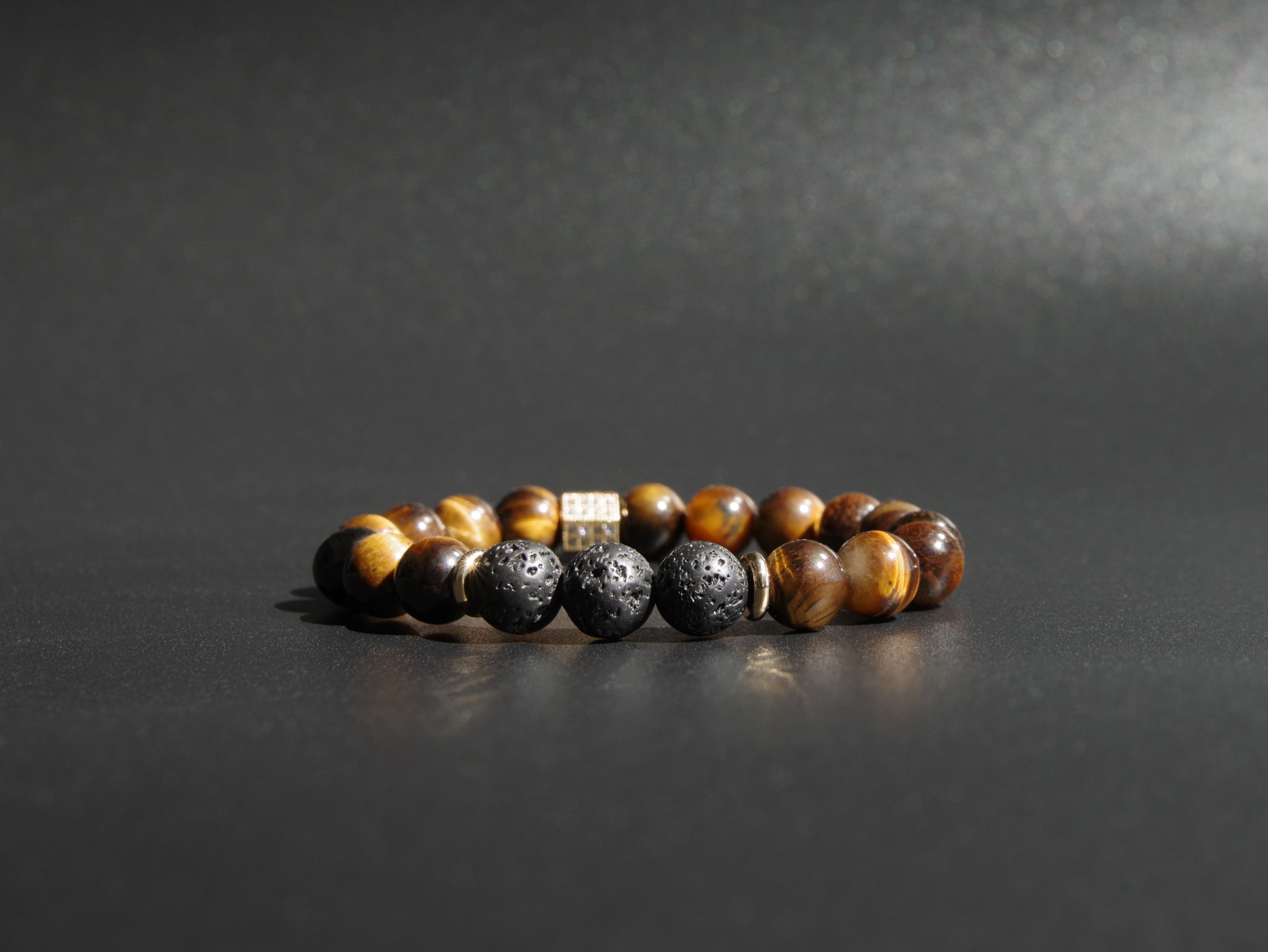 SPIRITUAL BEADS BRACELET IN TIGER'S EYE & LAVA STONE