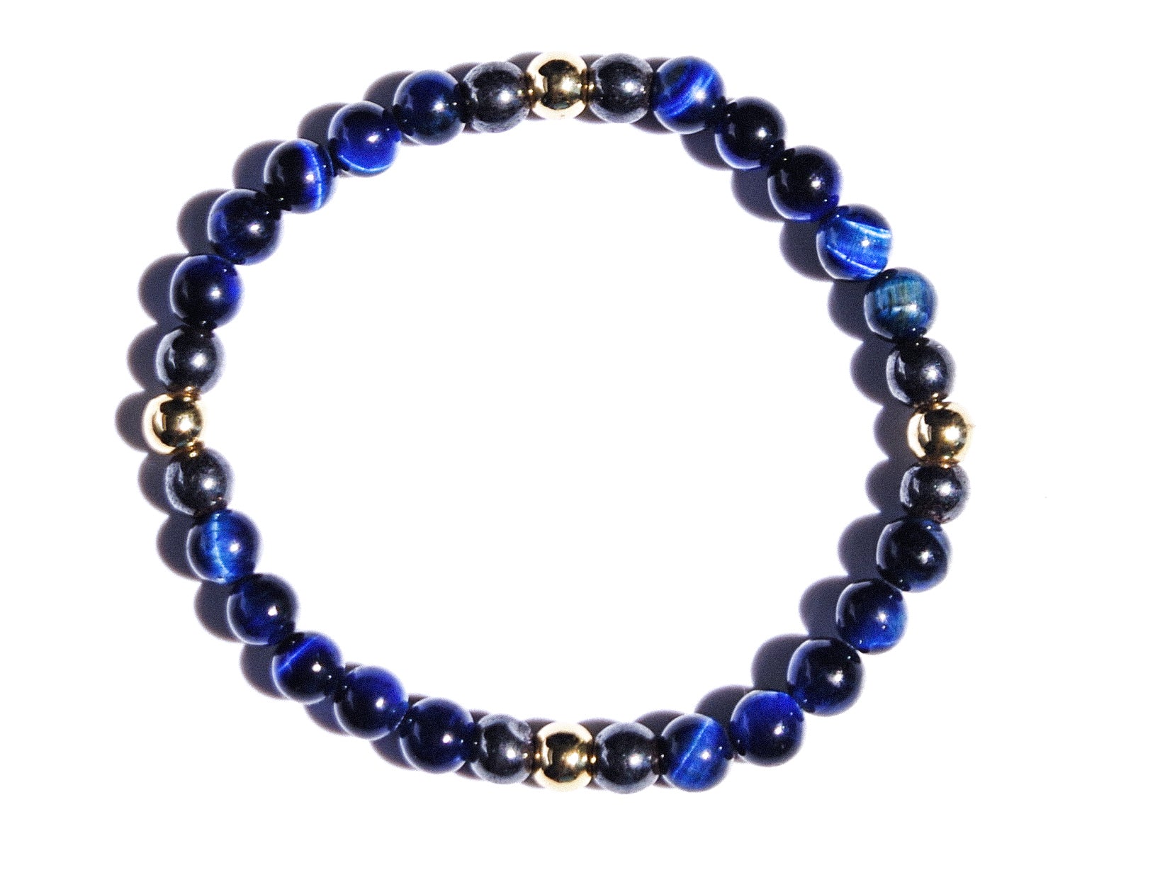 TBL-Blue Tiger's Eye Weighted with Hematite & Gold