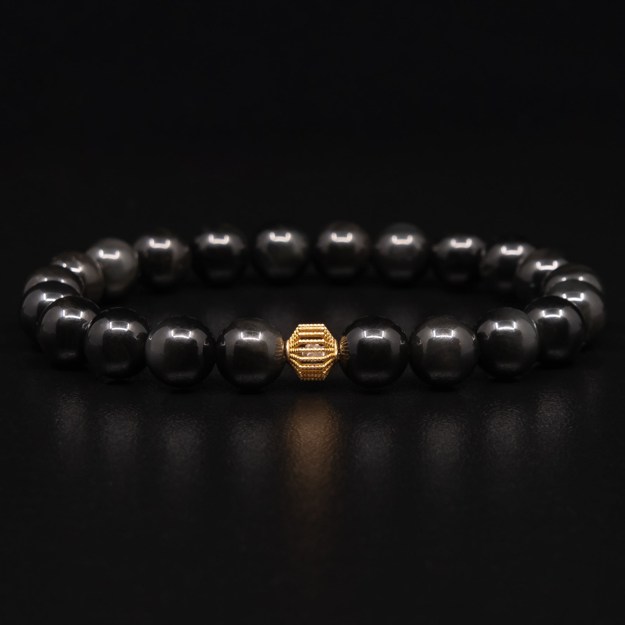 PREMIUM OBSIDIAN BRACELET WITH 18K GOLD