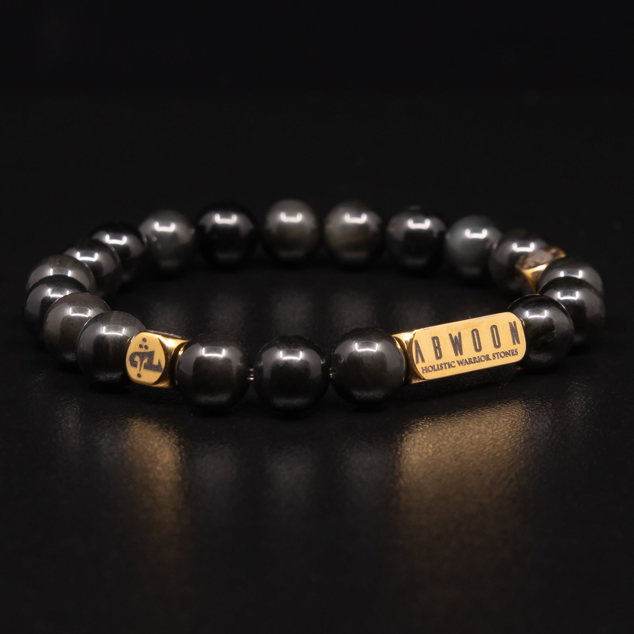 PREMIUM OBSIDIAN BRACELET WITH GOLD ACCENT