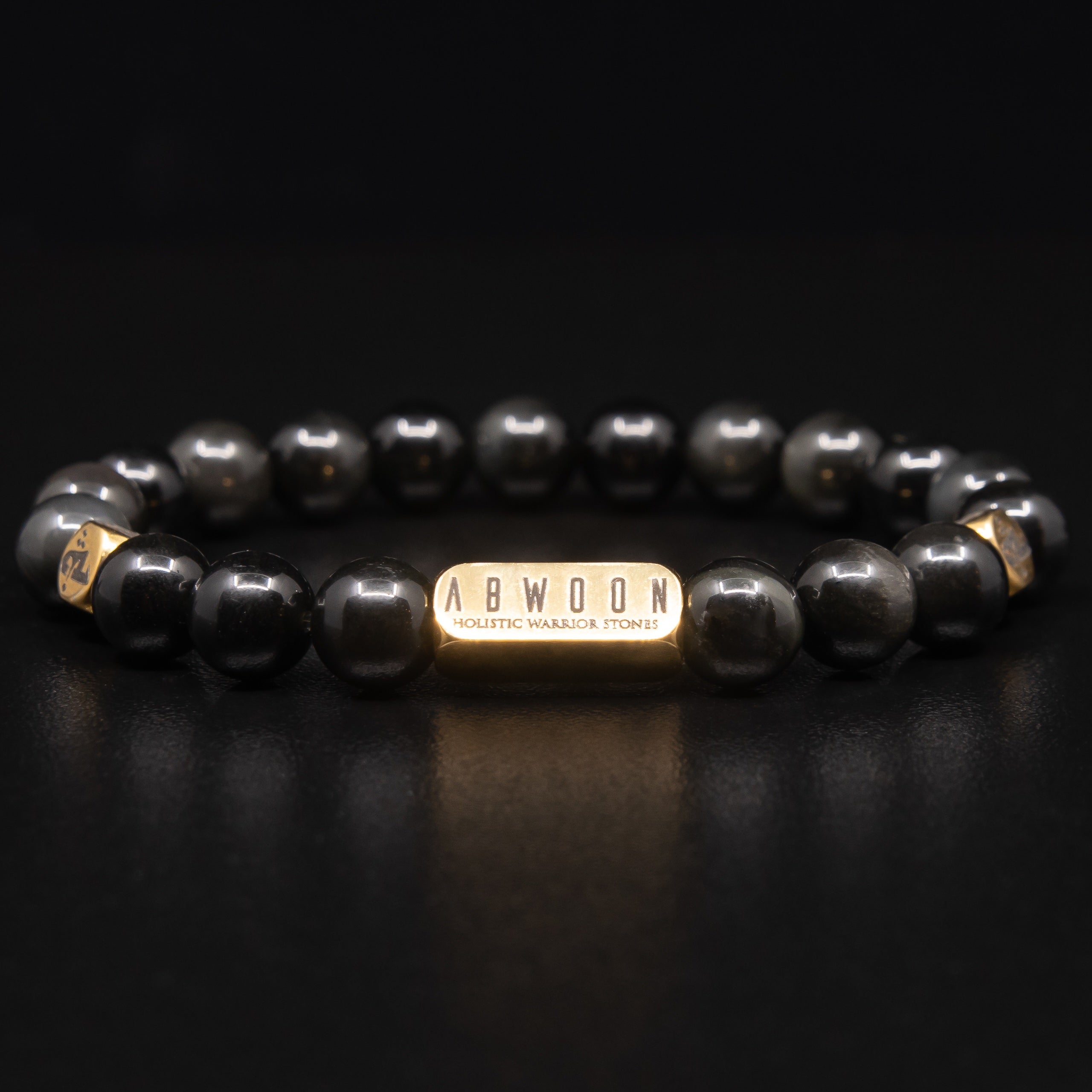 PREMIUM OBSIDIAN BRACELET WITH GOLD ACCENT