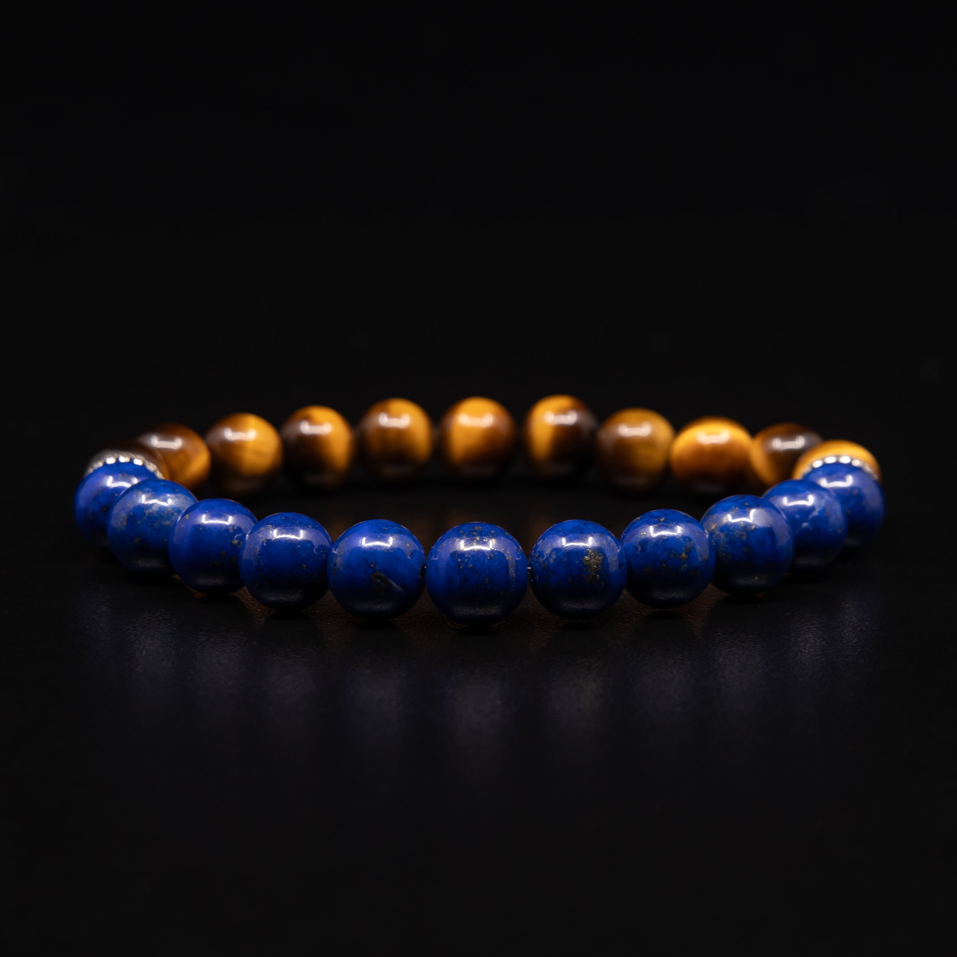Tiger's Eye & Lapis Lazuli with Silver Rondelles