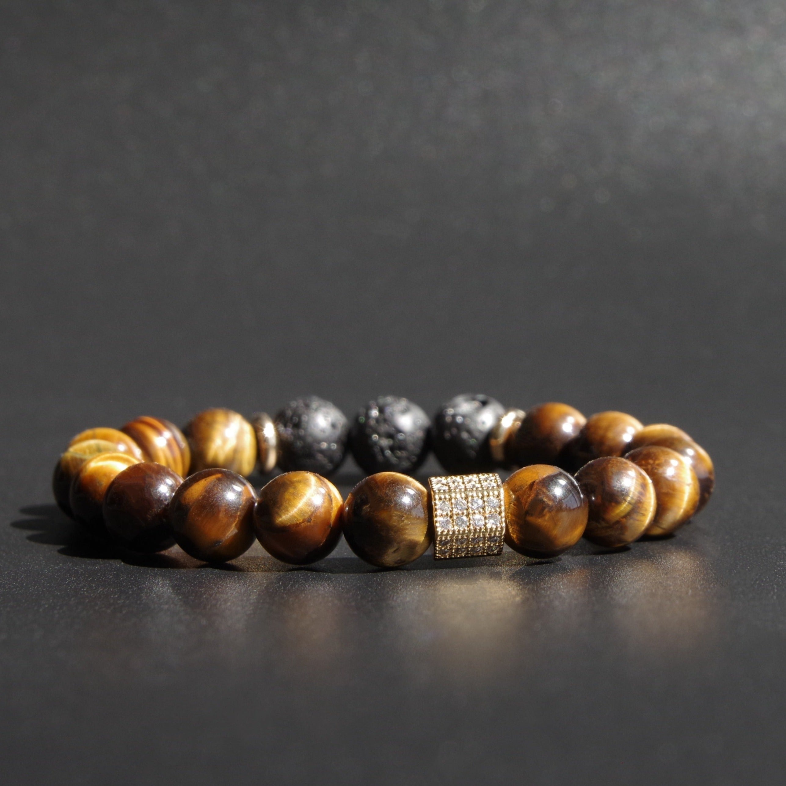 SPIRITUAL BEADS BRACELET IN TIGER'S EYE & LAVA STONE