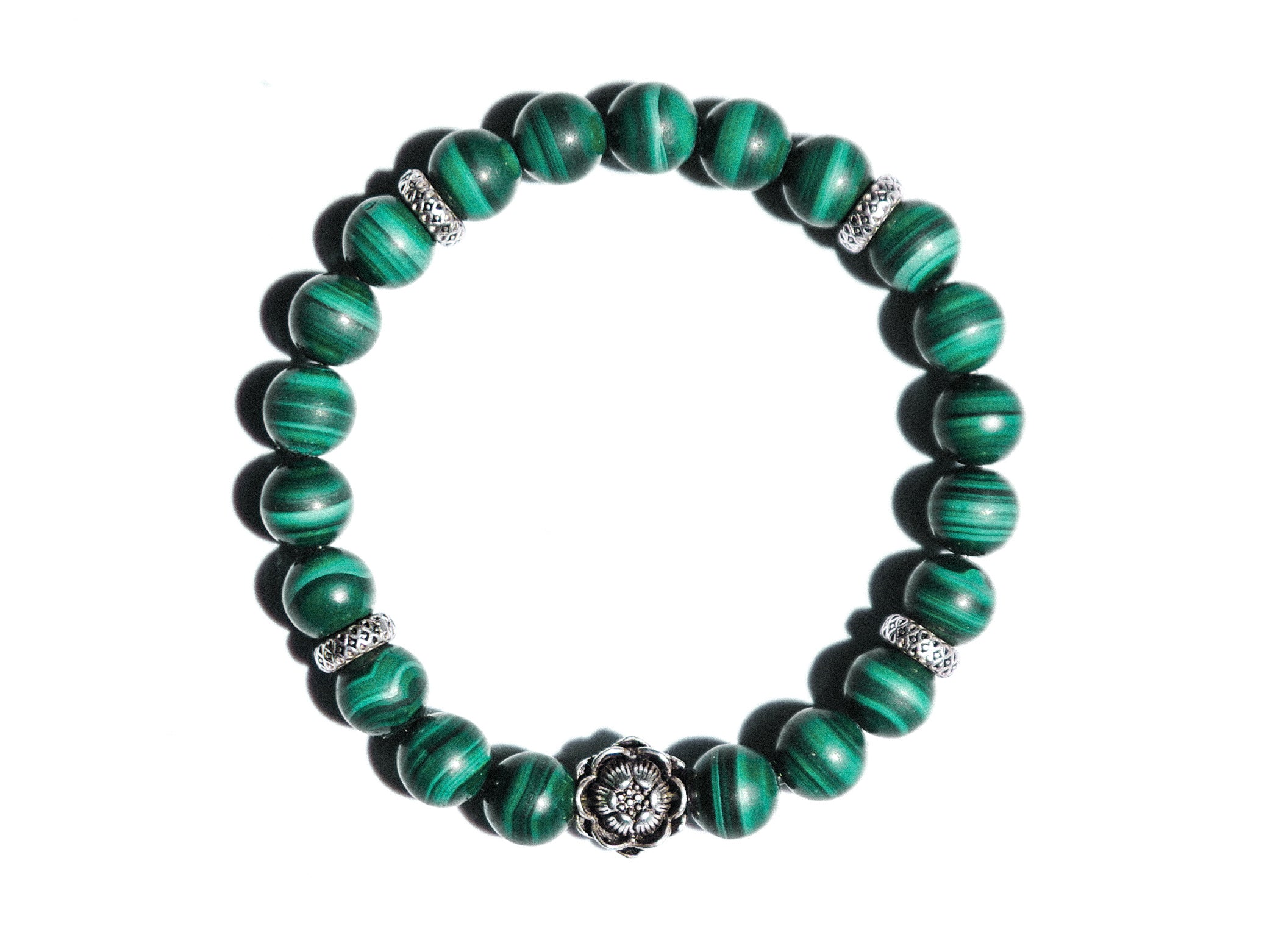 Malachite with Silver Lotus